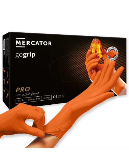 Gogrip Orange - Manusi nitril Heavy-duty - 50 bucati